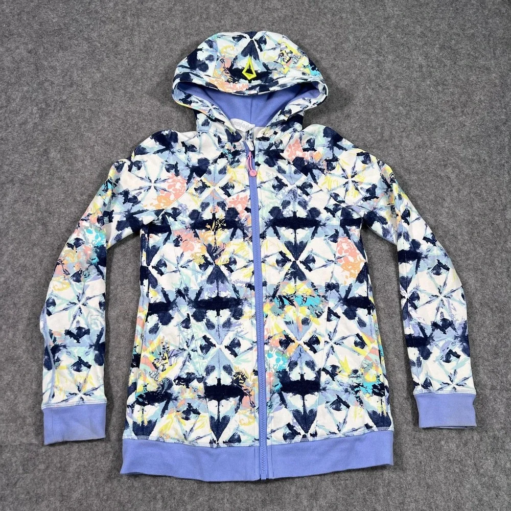 Ivivva‎ Lululemon Shibori Floral Indigo Hydrangea Blue Sea To Sky Hoodie Size 12